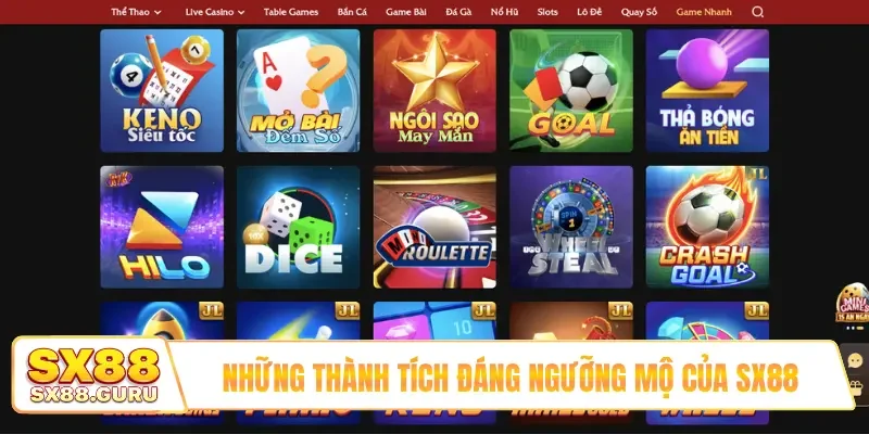 Những thành tích đáng ngưỡng mộ của SX88