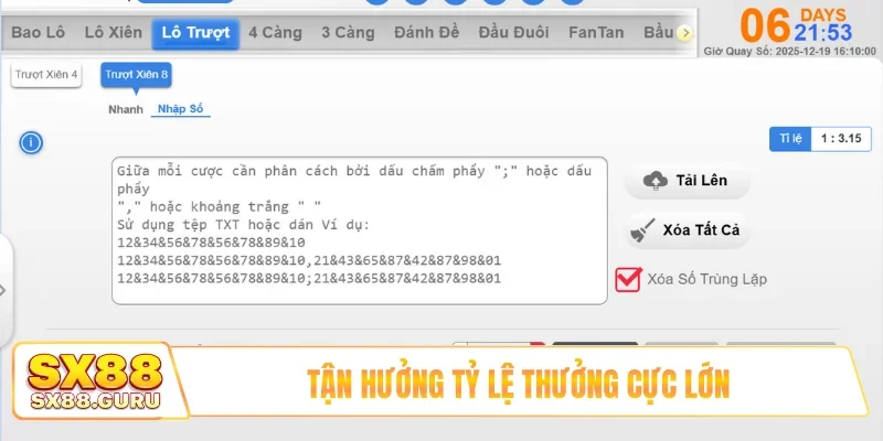 Tận hưởng tỷ lệ thưởng cực lớn